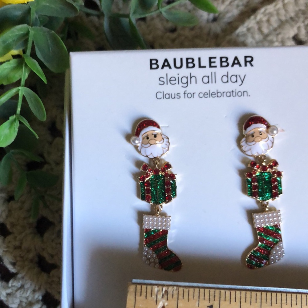 BaubleBar Christmas Santa and Gift Earrings - SLEIGH ALL DAY - Picture 5 of 6